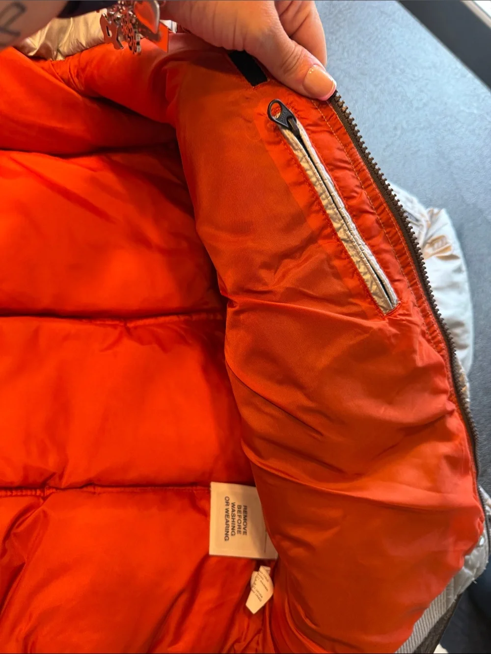 GAP Silver Puffer Hooded Coat size 10